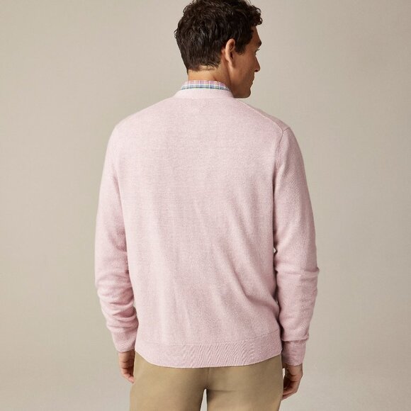 J Crew Sweater Mens Large Cashmere Linen Soft Rose Pink Cardigan - Picture 3 of 6